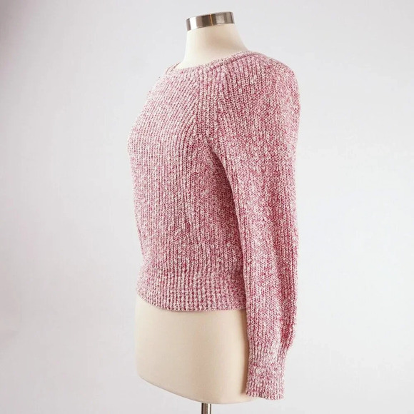 Free People Electric City Pink White Marled Scoop Neck Sweater - Picture 3 of 8
